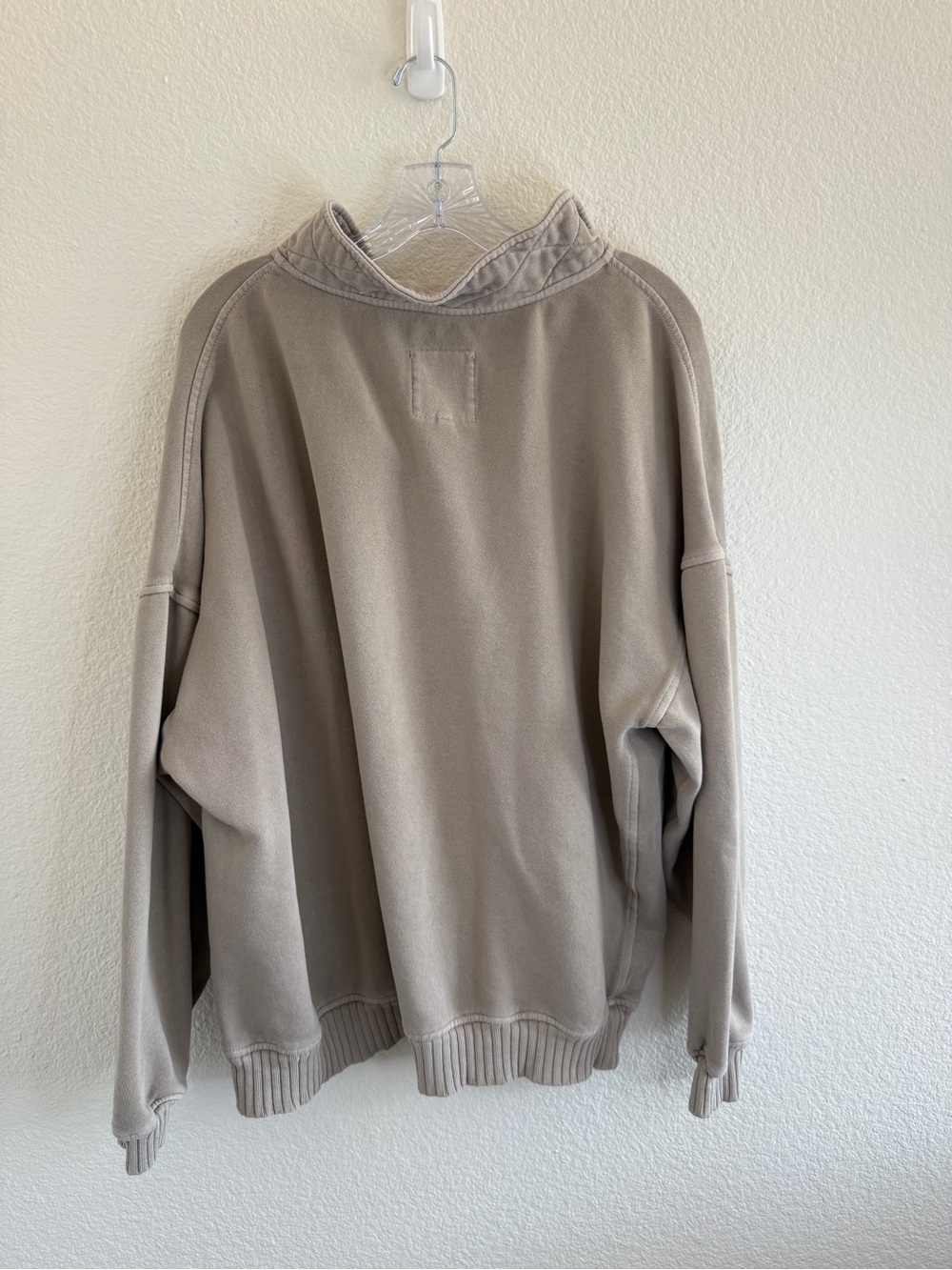 aerie oh snap Sweatshirt in Taupe with a Quilted Collar, Snap Henley Funnel Neck - Picture 2 of 12